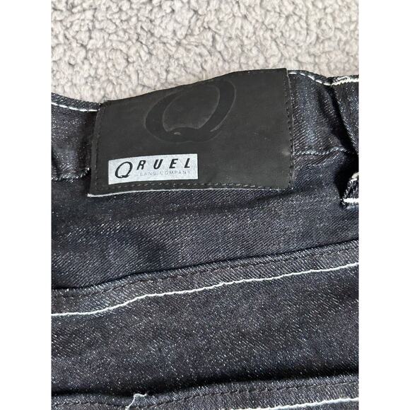 Qruel Jeans Co. Mens 34 X 30 1/2 Embroidered Pocket Skater Denim Black Jeans - Picture 15 of 16